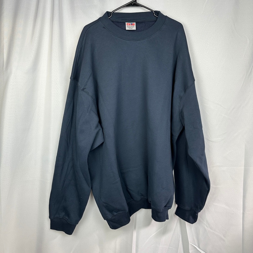 NWT Bayside Sweatshirt Mens 4XL Navy Blue Made in USA Crewneck Pullover Basic